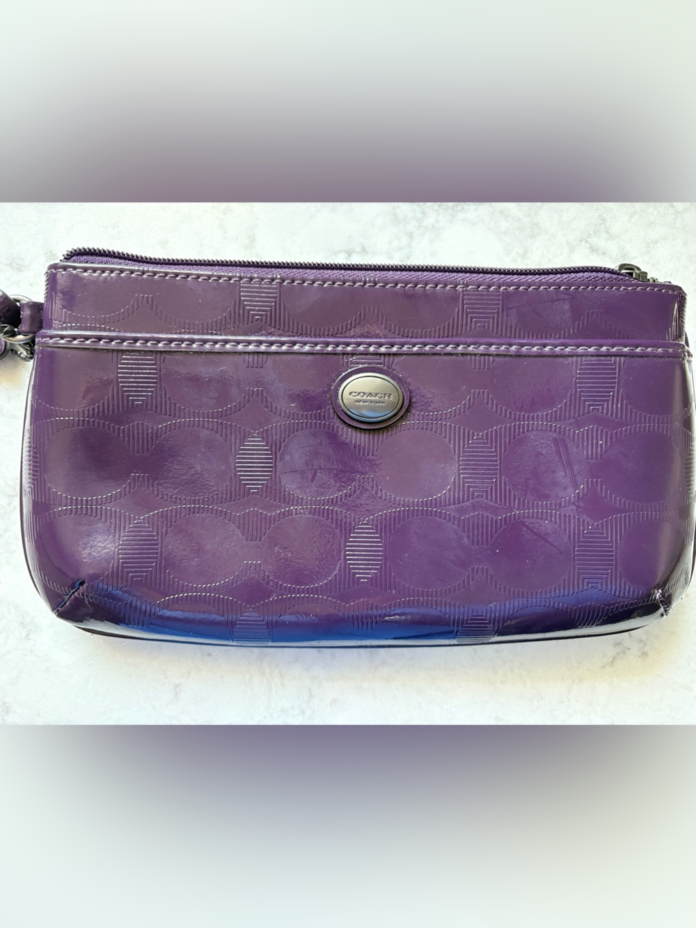 Vintage 90s Coach Plum Purple Patent Wristlet
